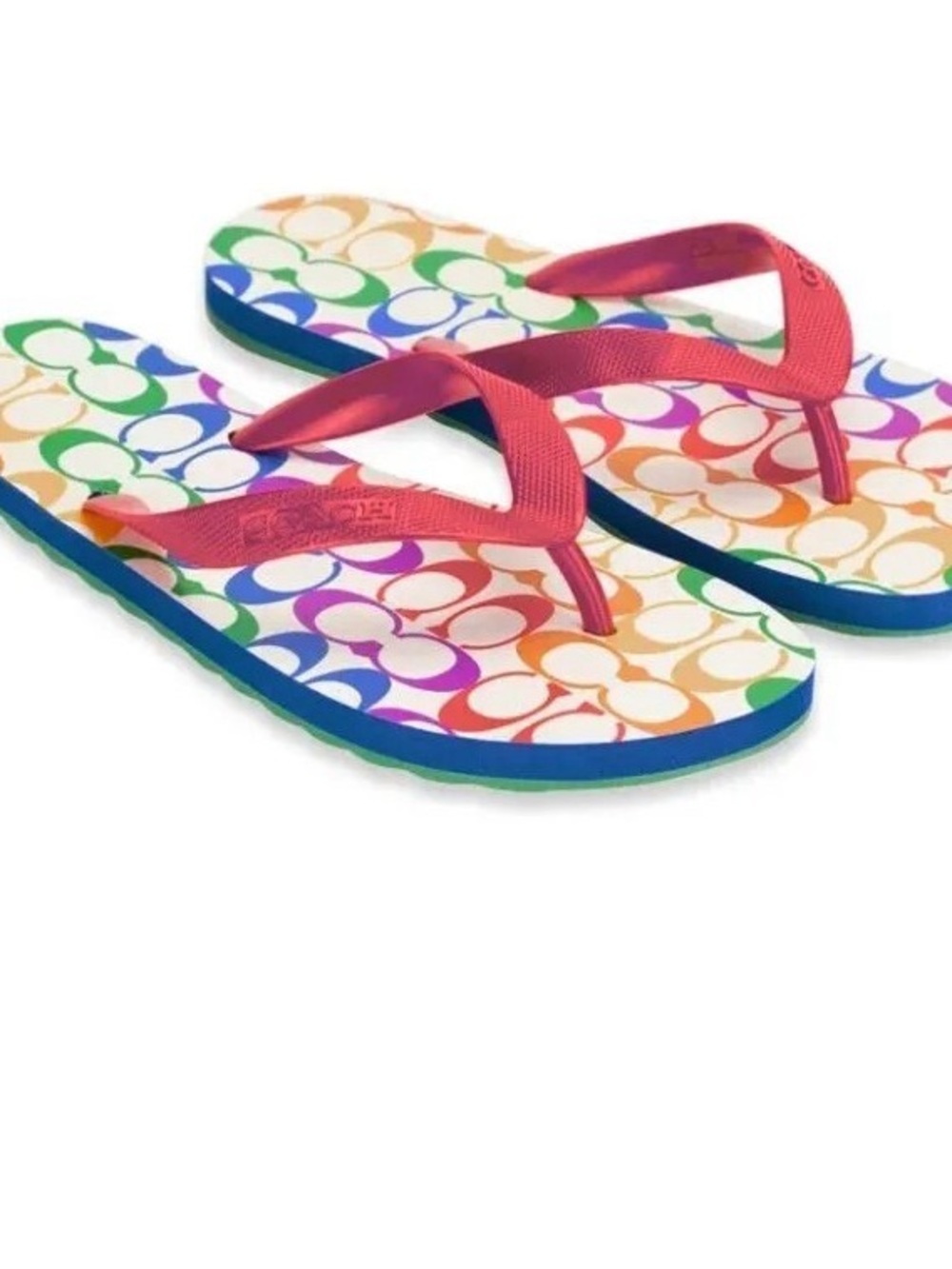 Coach PRIDE Multicolor Signature Print Flip Flop Sandals - 10